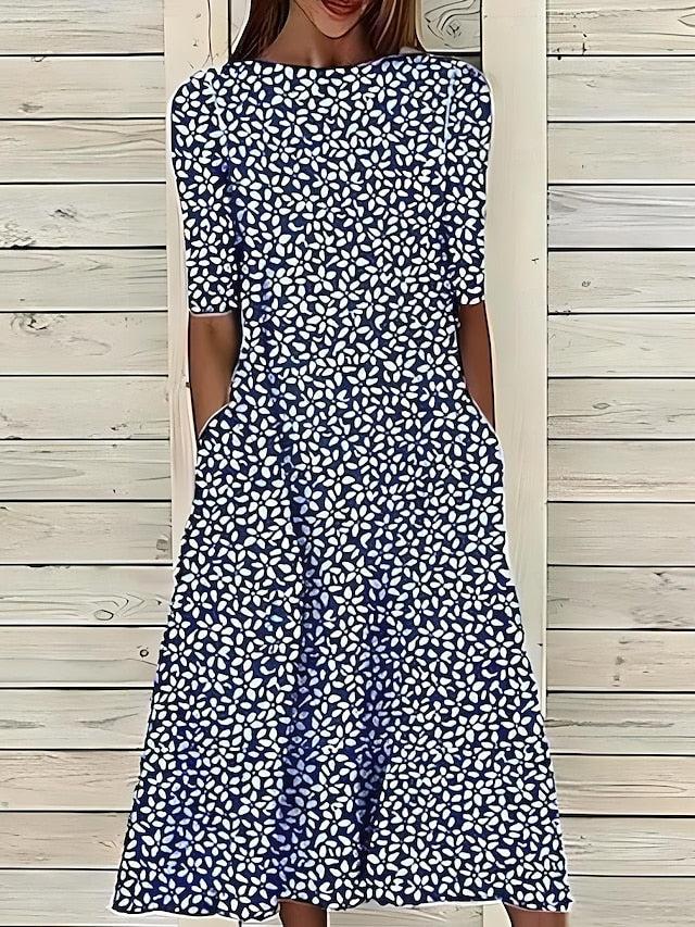 A-Line Midi Dress for Women | Lightweight Fabric | Casual Everyday Wear