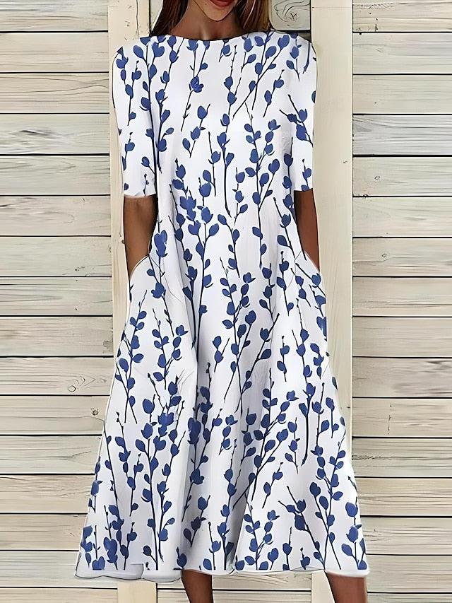 A-Line Midi Dress for Women | Lightweight Fabric | Casual Everyday Wear