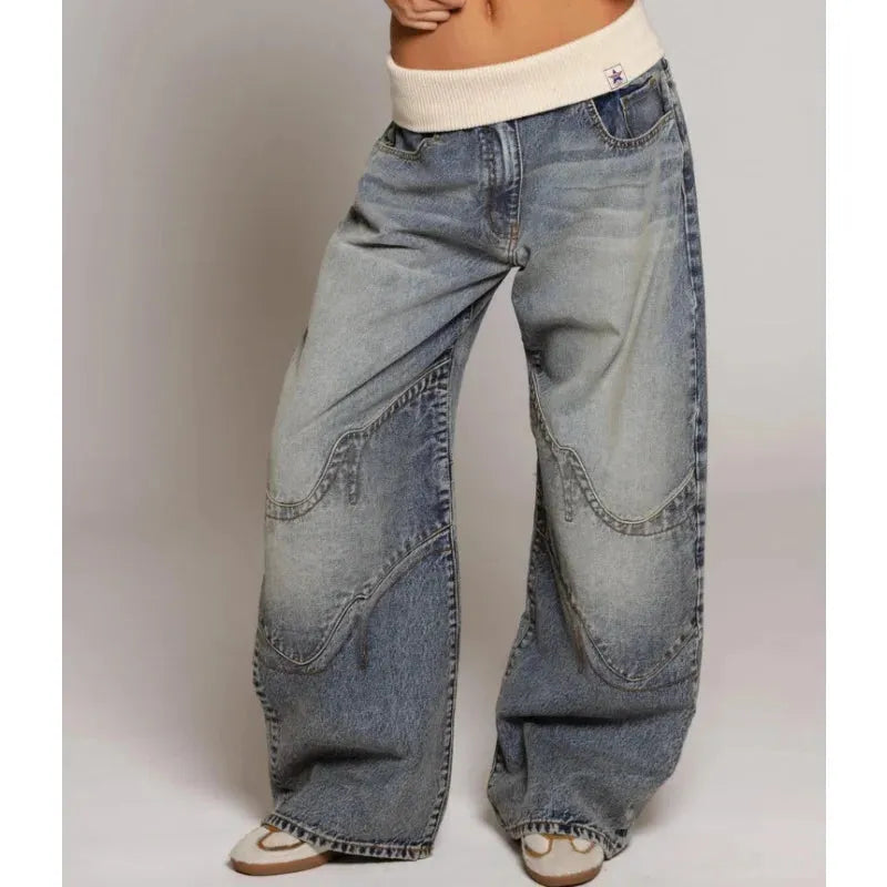 Baggy Wide Leg Denim Jeans for Y2K Streetwear Style - Casual Everyday Wear