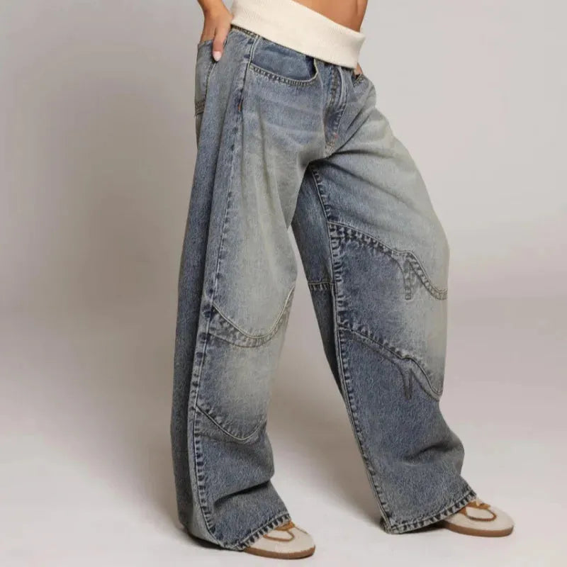 Baggy Wide Leg Denim Jeans for Y2K Streetwear Style - Casual Everyday Wear