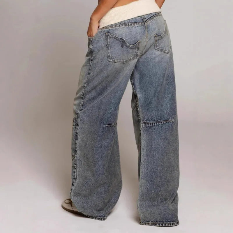 Baggy Wide Leg Denim Jeans for Y2K Streetwear Style - Casual Everyday Wear