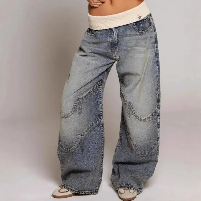 Baggy Wide Leg Denim Jeans for Y2K Streetwear Style - Casual Everyday Wear