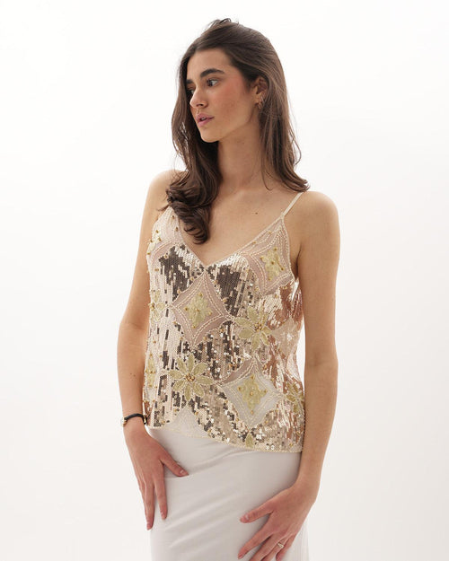 Beaded V-Neck Evening Top | Elegant Occasion Wear for Special Events