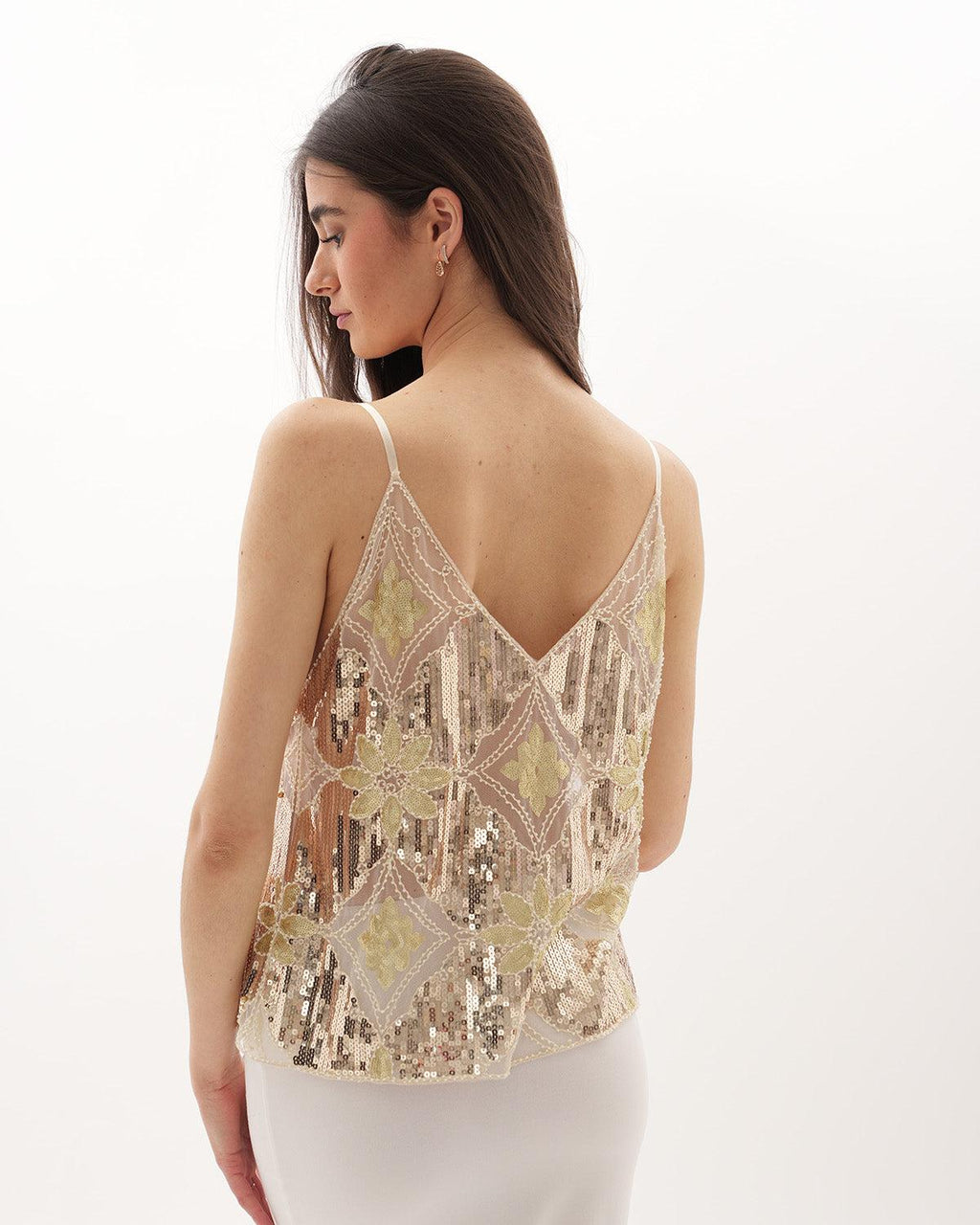 Beaded V-Neck Evening Top | Elegant Occasion Wear for Special Events