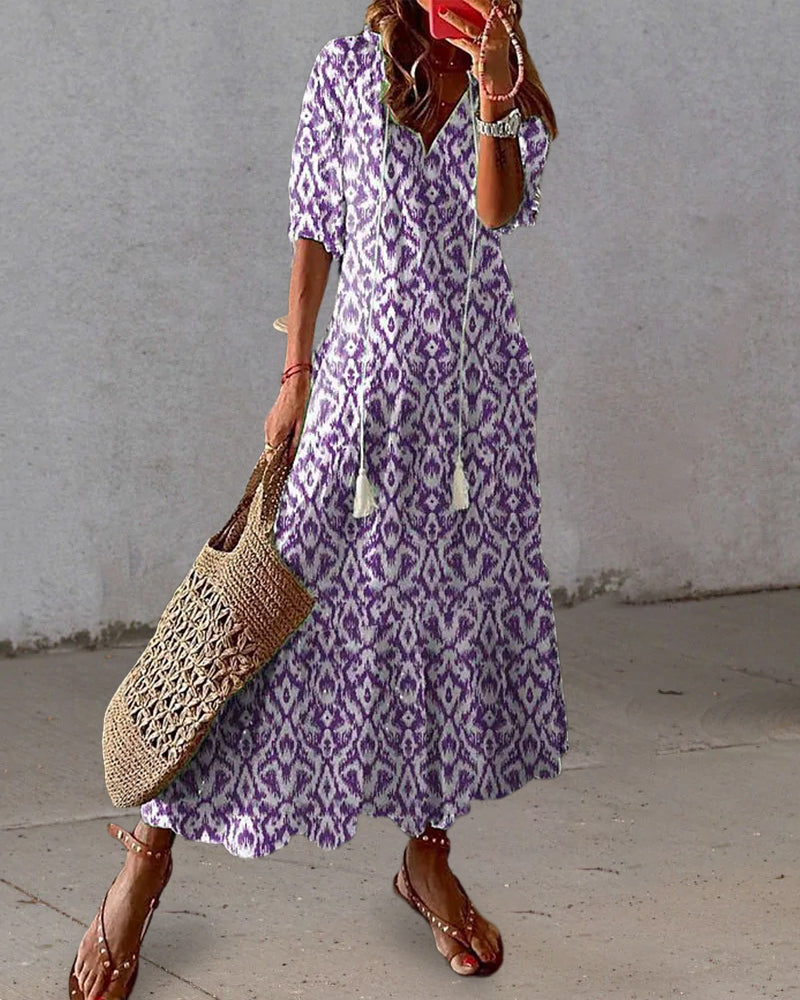 Boho Maxi Dress in Lightweight Cotton for Summer Casual Wear and Events