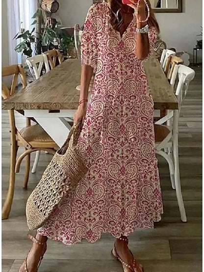 Boho Maxi Dress in Lightweight Cotton for Summer Casual Wear and Events