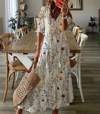 Boho Maxi Dress in Lightweight Cotton for Summer Casual Wear and Events