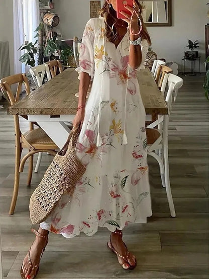 Boho Maxi Dress in Lightweight Cotton for Summer Casual Wear and Events