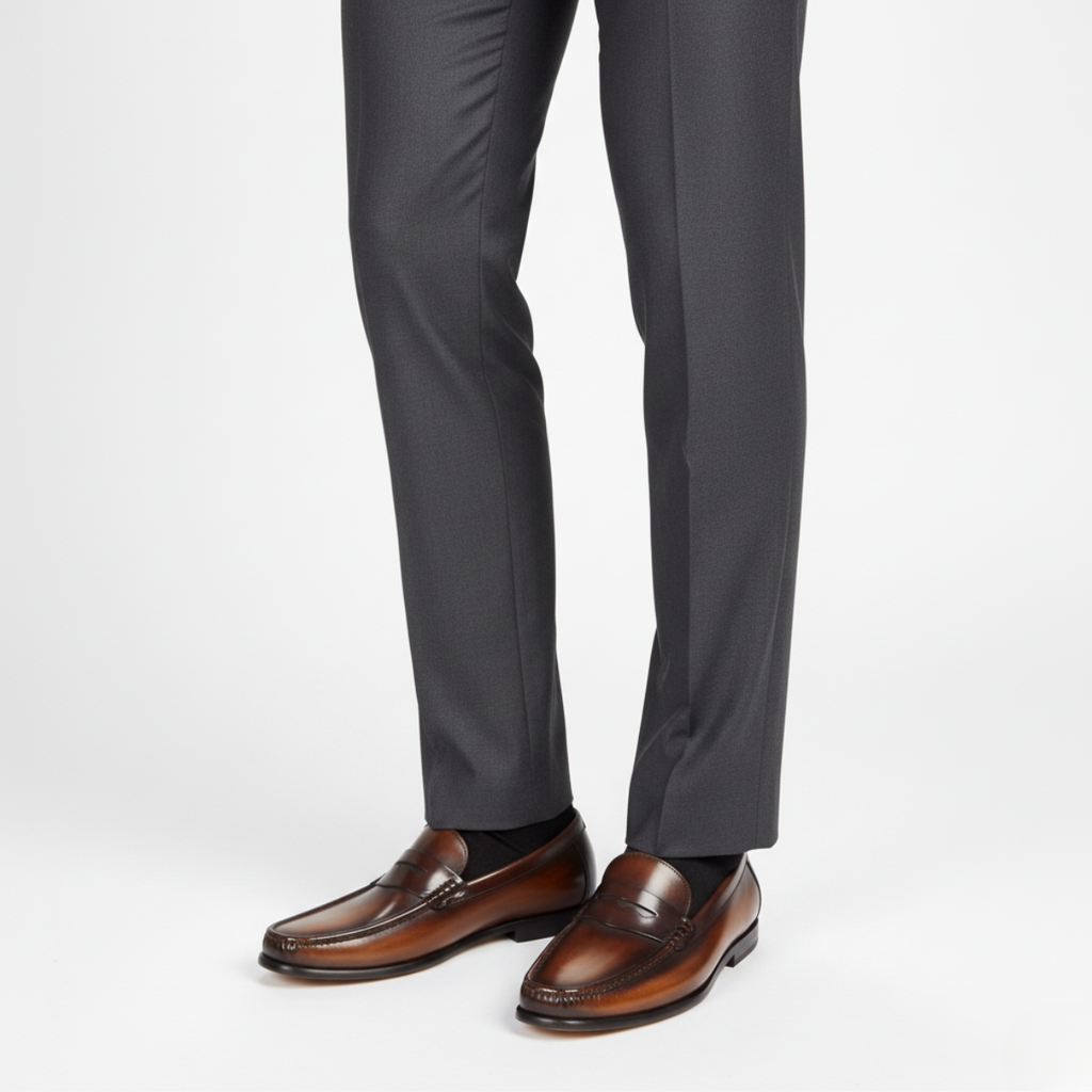 Brown Leather Penny Loafers for Men - Classic Slip-On Design for Casual and Formal Occasions