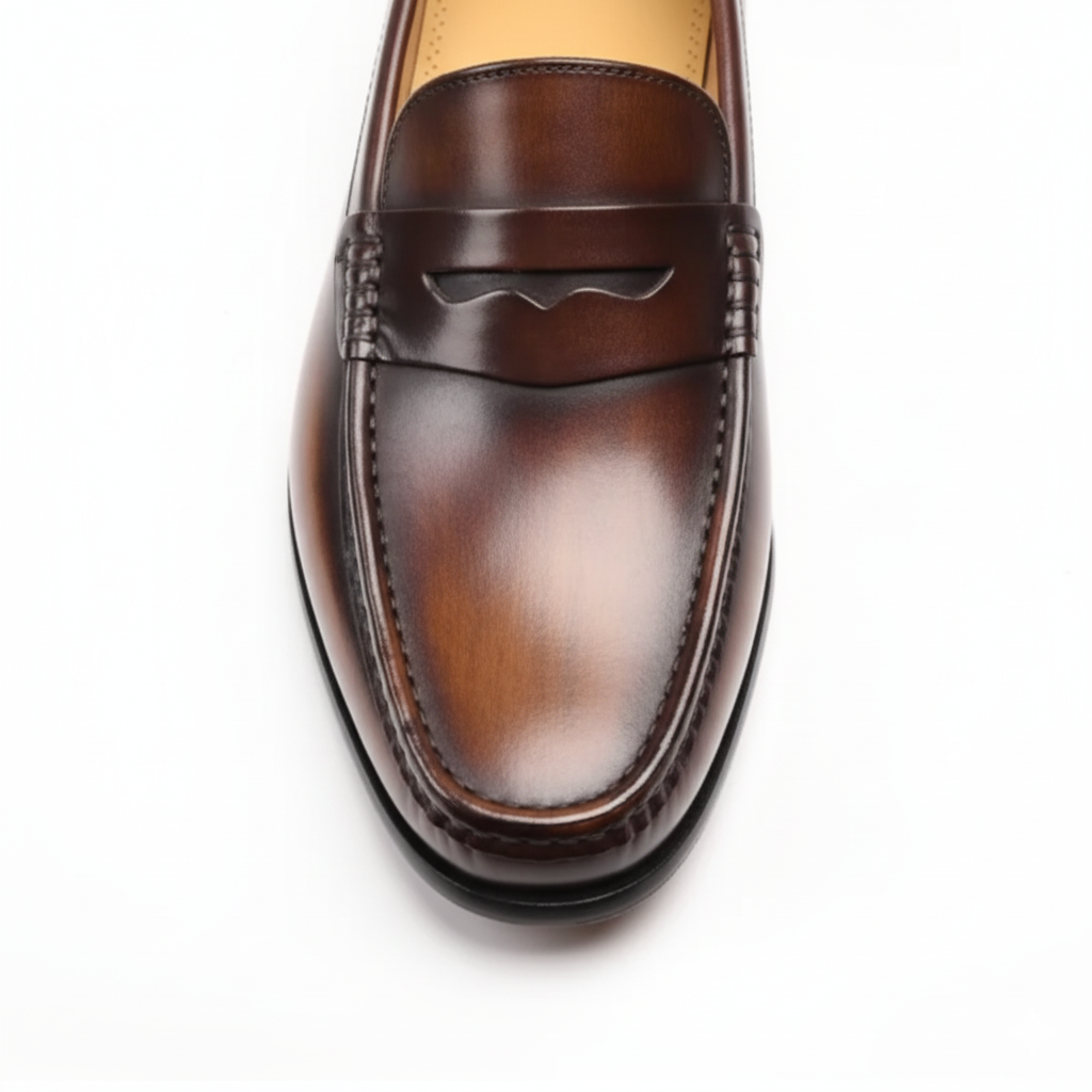 Brown Leather Penny Loafers for Men - Classic Slip-On Design for Casual and Formal Occasions