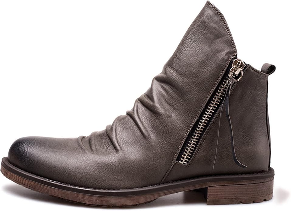 Brown Leather Zip Boots for Men | Casual Everyday Footwear | Comfortable and Stylish Design