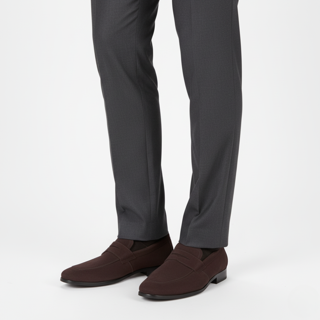 Brown Suede Penny Loafers for Men - Classic Slip-On Design for Casual and Formal Occasions