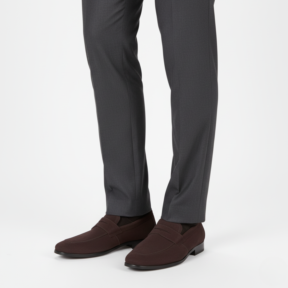 Brown Suede Penny Loafers for Men - Classic Slip-On Design for Casual and Formal Occasions