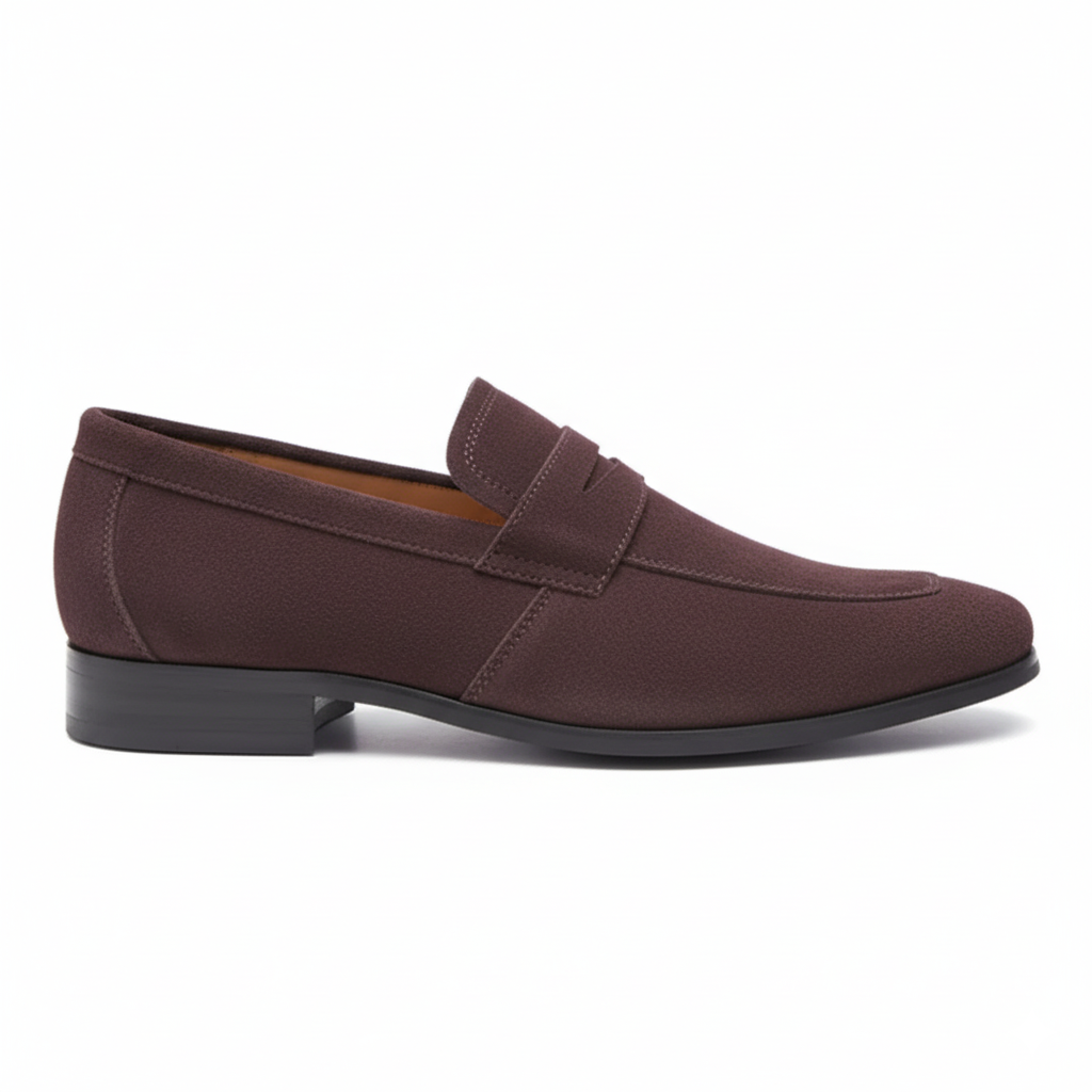 Brown Suede Penny Loafers for Men - Classic Slip-On Design for Casual and Formal Occasions
