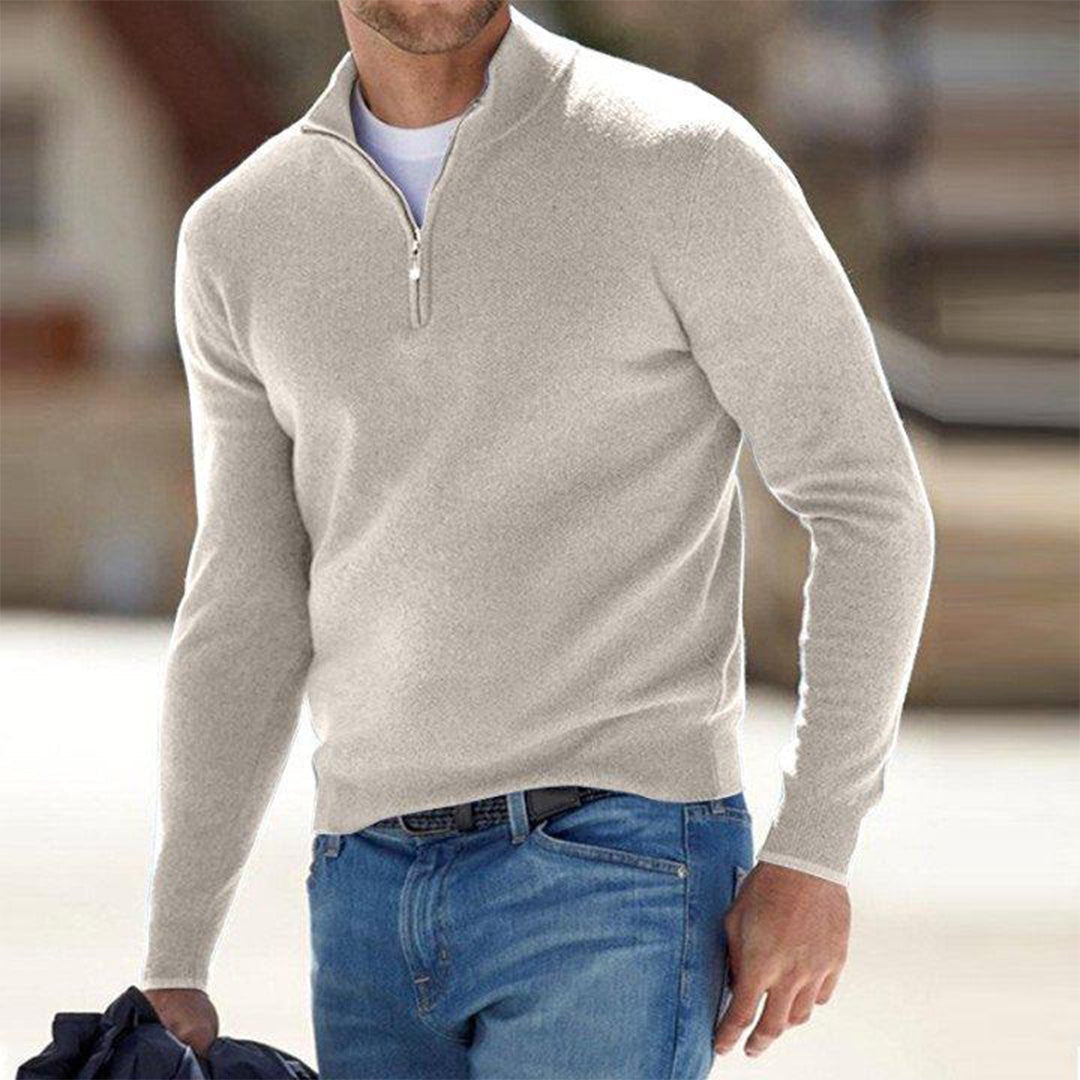 Men's Zip Neck Sweater | Soft Knit Fabric | Casual Layering | Versatile Everyday Wear