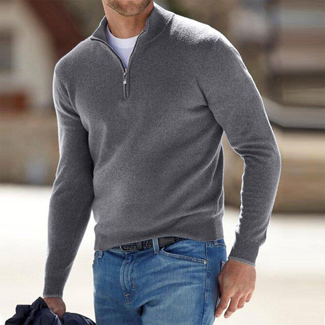 Men's Zip Neck Sweater | Soft Knit Fabric | Casual Layering | Versatile Everyday Wear