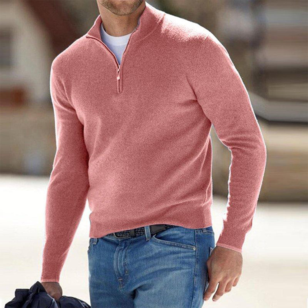 Men's Zip Neck Sweater | Soft Knit Fabric | Casual Layering | Versatile Everyday Wear