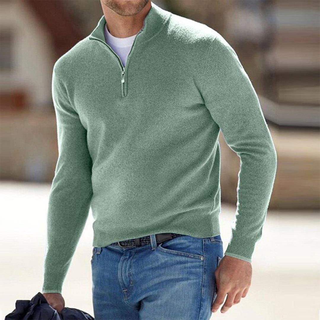 Men's Zip Neck Sweater | Soft Knit Fabric | Casual Layering | Versatile Everyday Wear