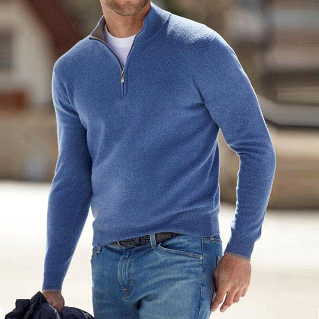 Men's Zip Neck Sweater | Soft Knit Fabric | Casual Layering | Versatile Everyday Wear