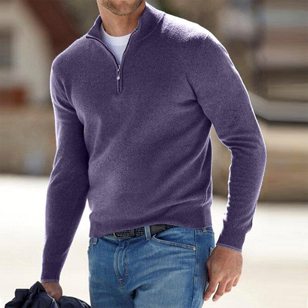 Men's Zip Neck Sweater | Soft Knit Fabric | Casual Layering | Versatile Everyday Wear