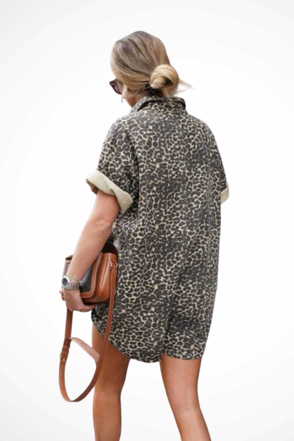 Cheetah Print Mini Romper for Women | Button Front | Spring Fashion Outfit