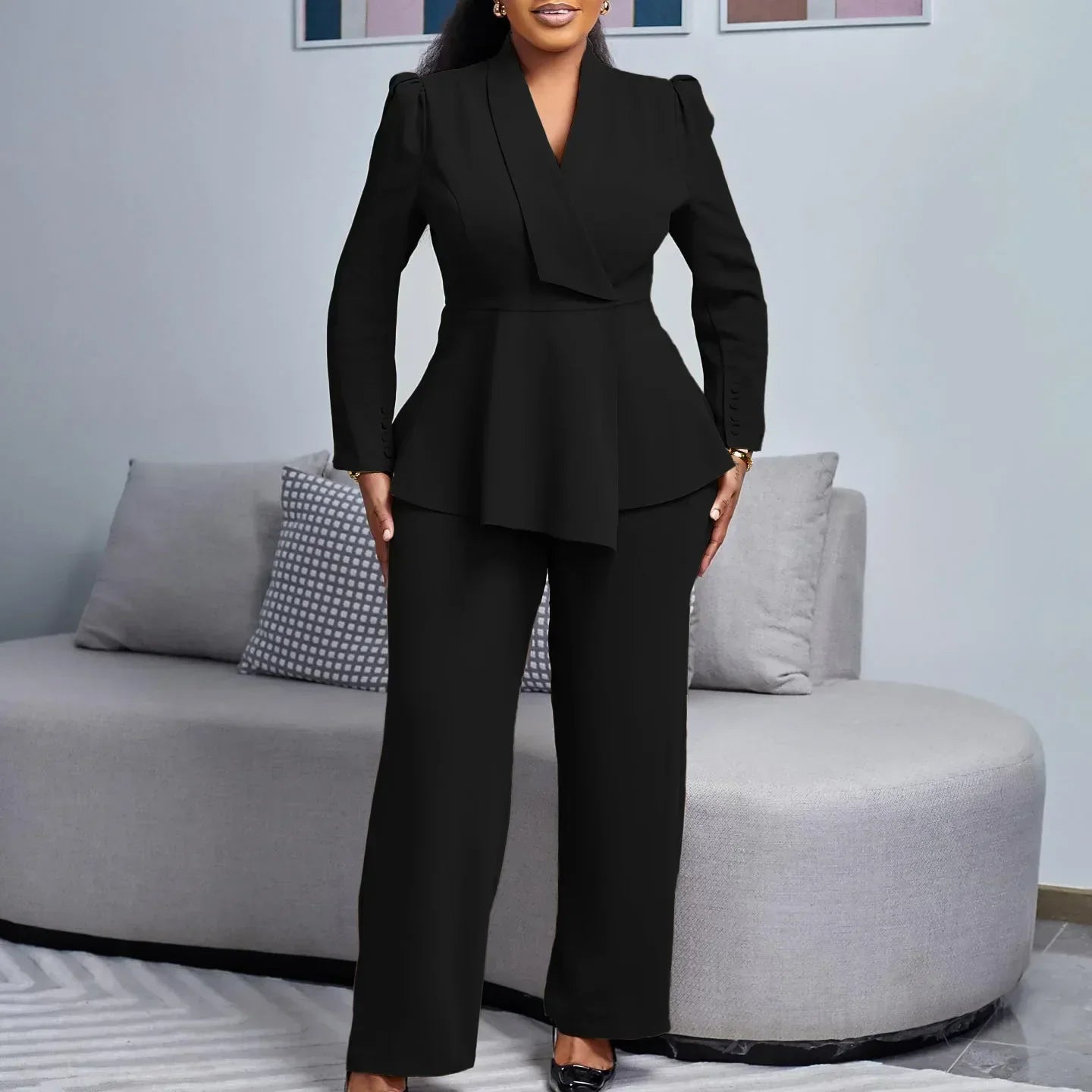 Tailored Long Blazer Suit Set for Women | Elegant Office Attire | Formal Wear | Chic Design