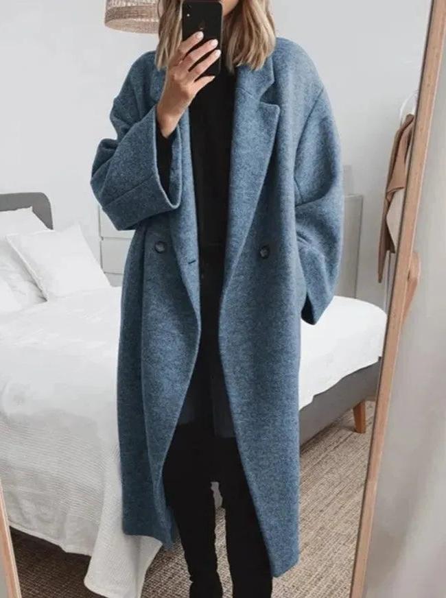 Women's Relaxed Fit Long Coat - Chic Outerwear for Casual and Formal Wear - Versatile and Stylish Design