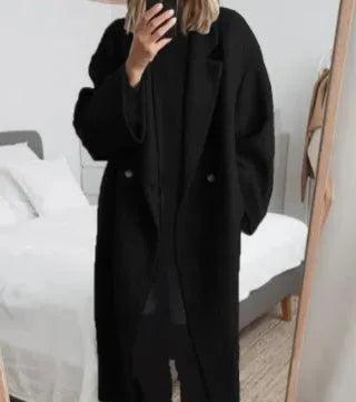 Women's Relaxed Fit Long Coat - Chic Outerwear for Casual and Formal Wear - Versatile and Stylish Design