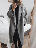 Women's Relaxed Fit Long Coat - Chic Outerwear for Casual and Formal Wear - Versatile and Stylish Design