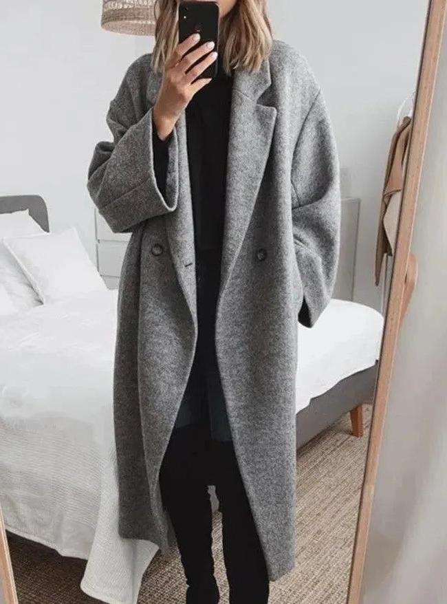 Women's Relaxed Fit Long Coat - Chic Outerwear for Casual and Formal Wear - Versatile and Stylish Design