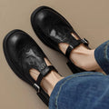 Leather T-Strap Shoes for Women - Elegant Casual or Formal Footwear - Comfortable Fit and Timeless Design