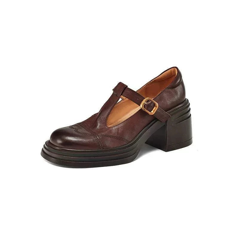 T-Strap Leather Shoes for Women | Elegant Casual and Formal Footwear | Classic Design