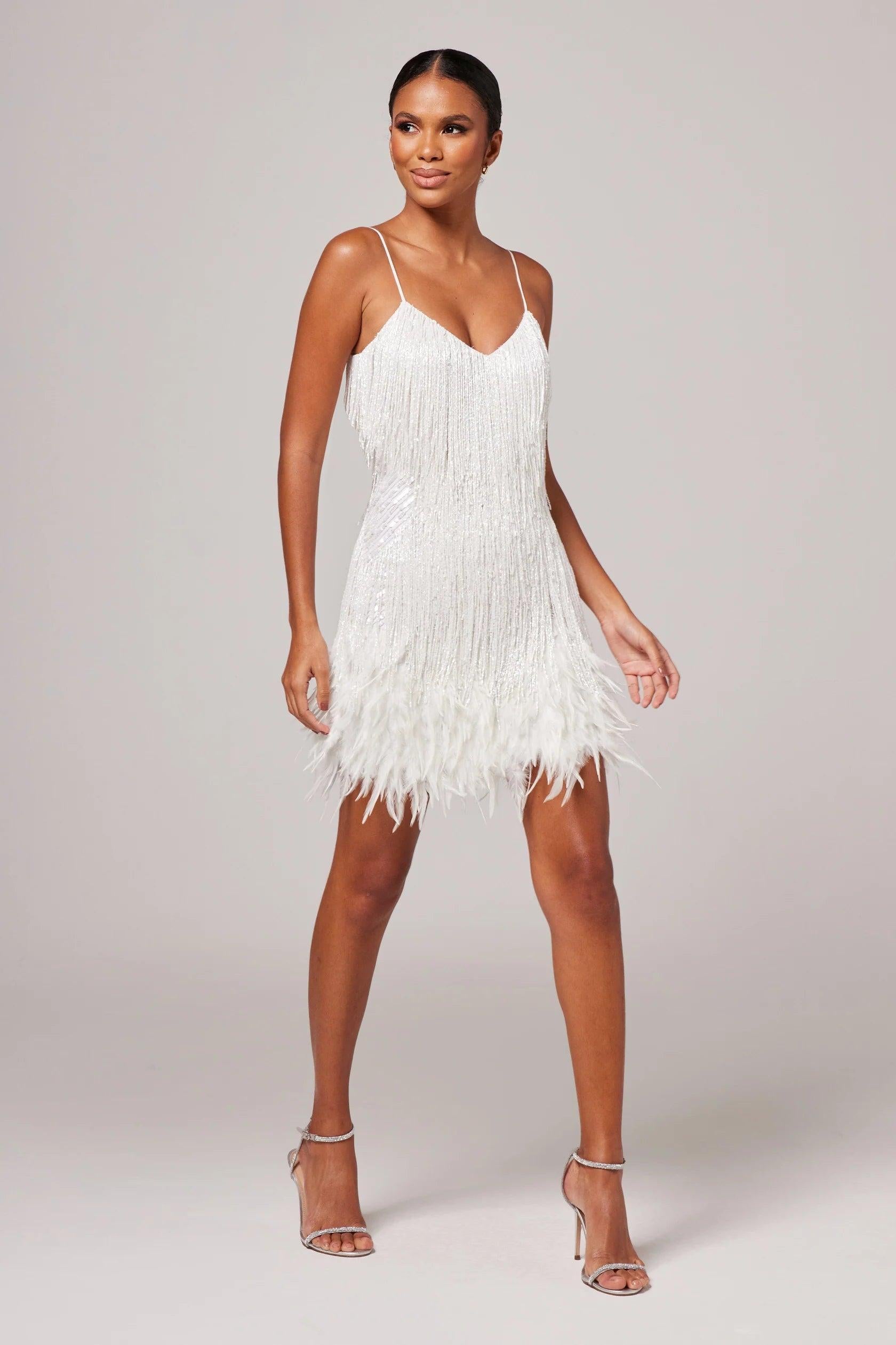 Cocktail Dress with Fringe Feathers | Women's Evening Wear | Elegant Party Dress
