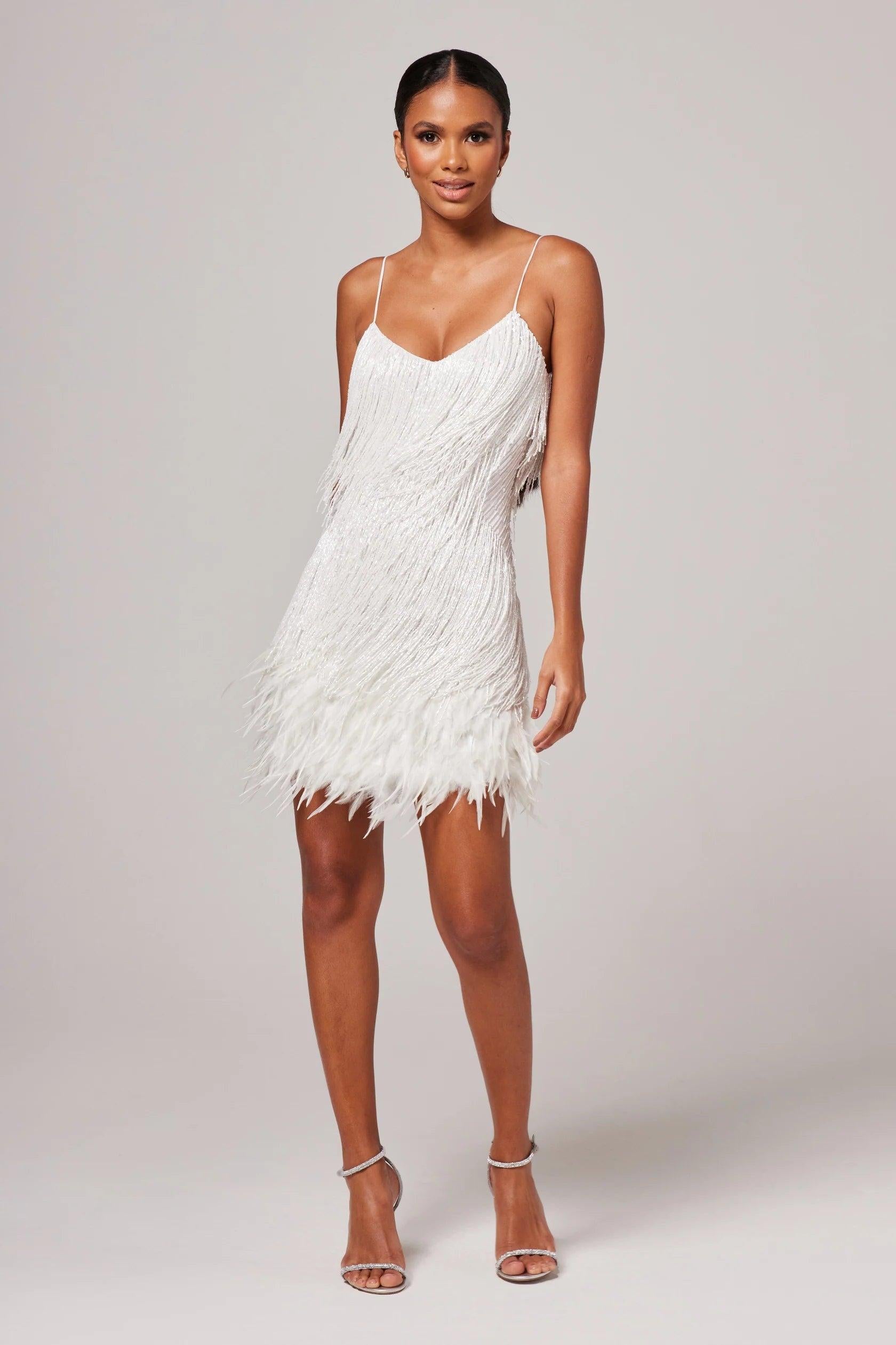 Cocktail Dress with Fringe Feathers | Women's Evening Wear | Elegant Party Dress