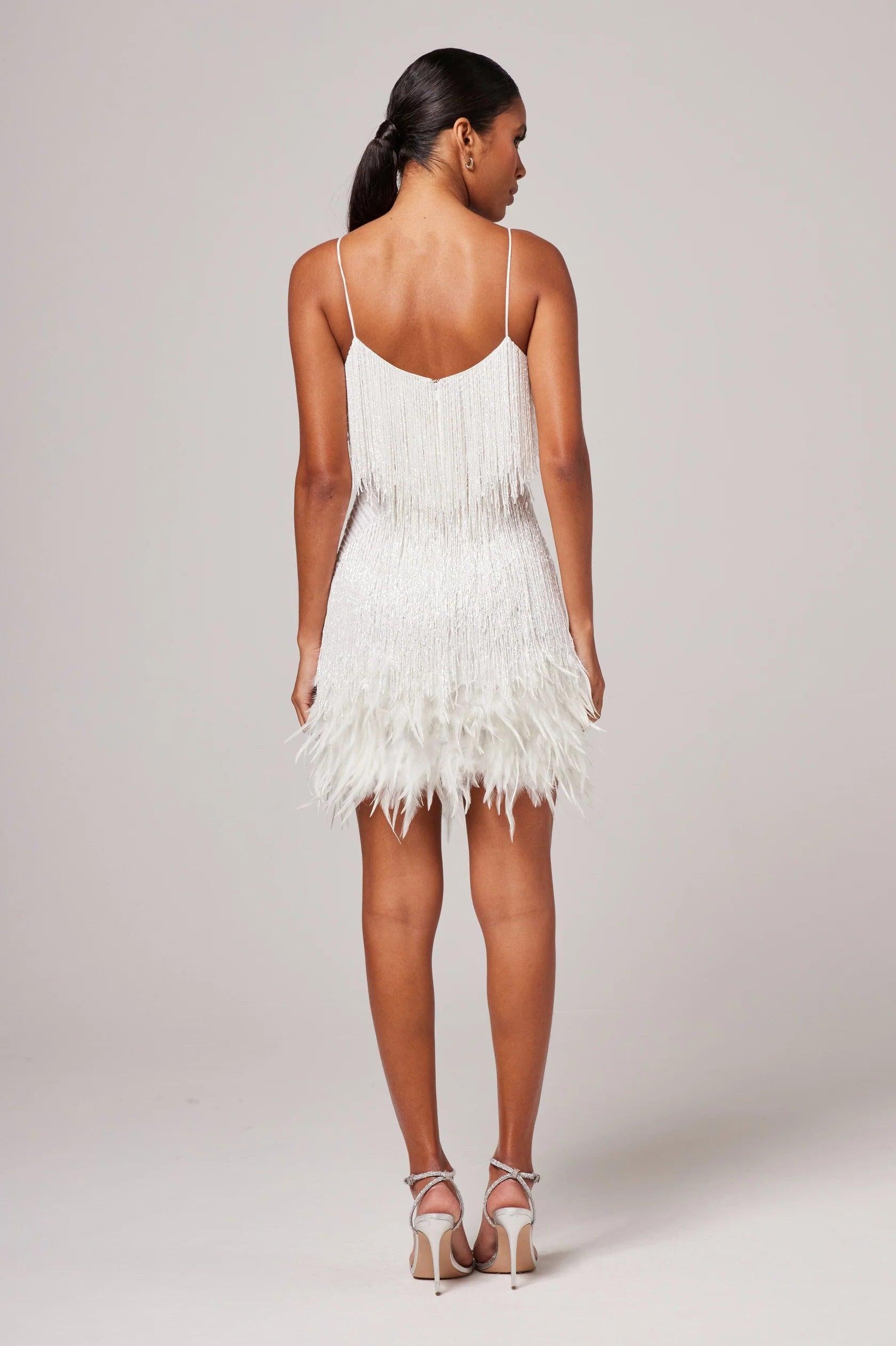 Cocktail Dress with Fringe Feathers | Women's Evening Wear | Elegant Party Dress