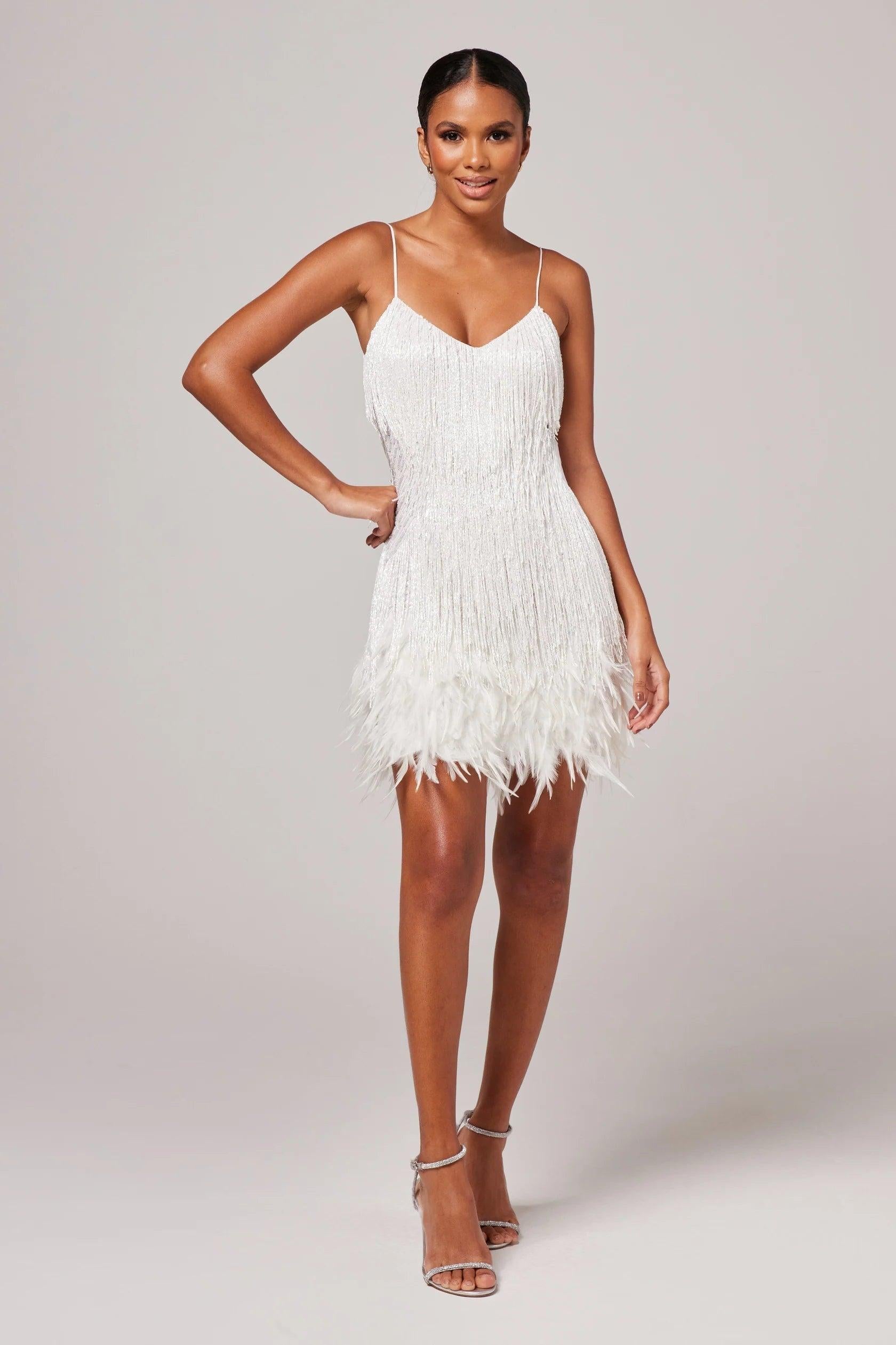 Cocktail Dress with Fringe Feathers | Women's Evening Wear | Elegant Party Dress