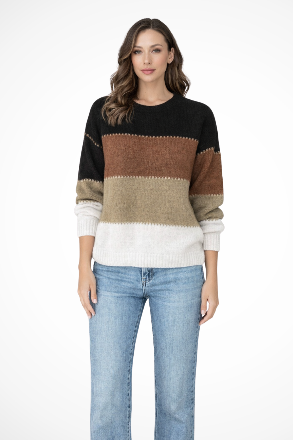 Colorblock Knit Sweater for Women | Relaxed Fit | Spring Fashion Top