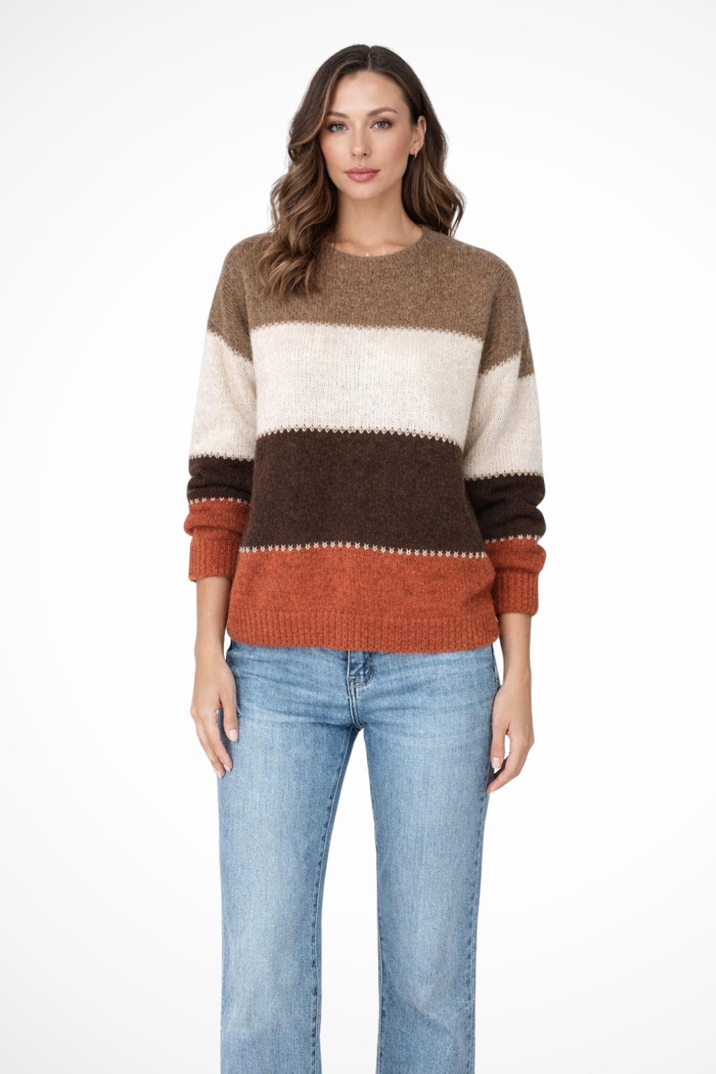 Colorblock Knit Sweater for Women | Relaxed Fit | Spring Fashion Top