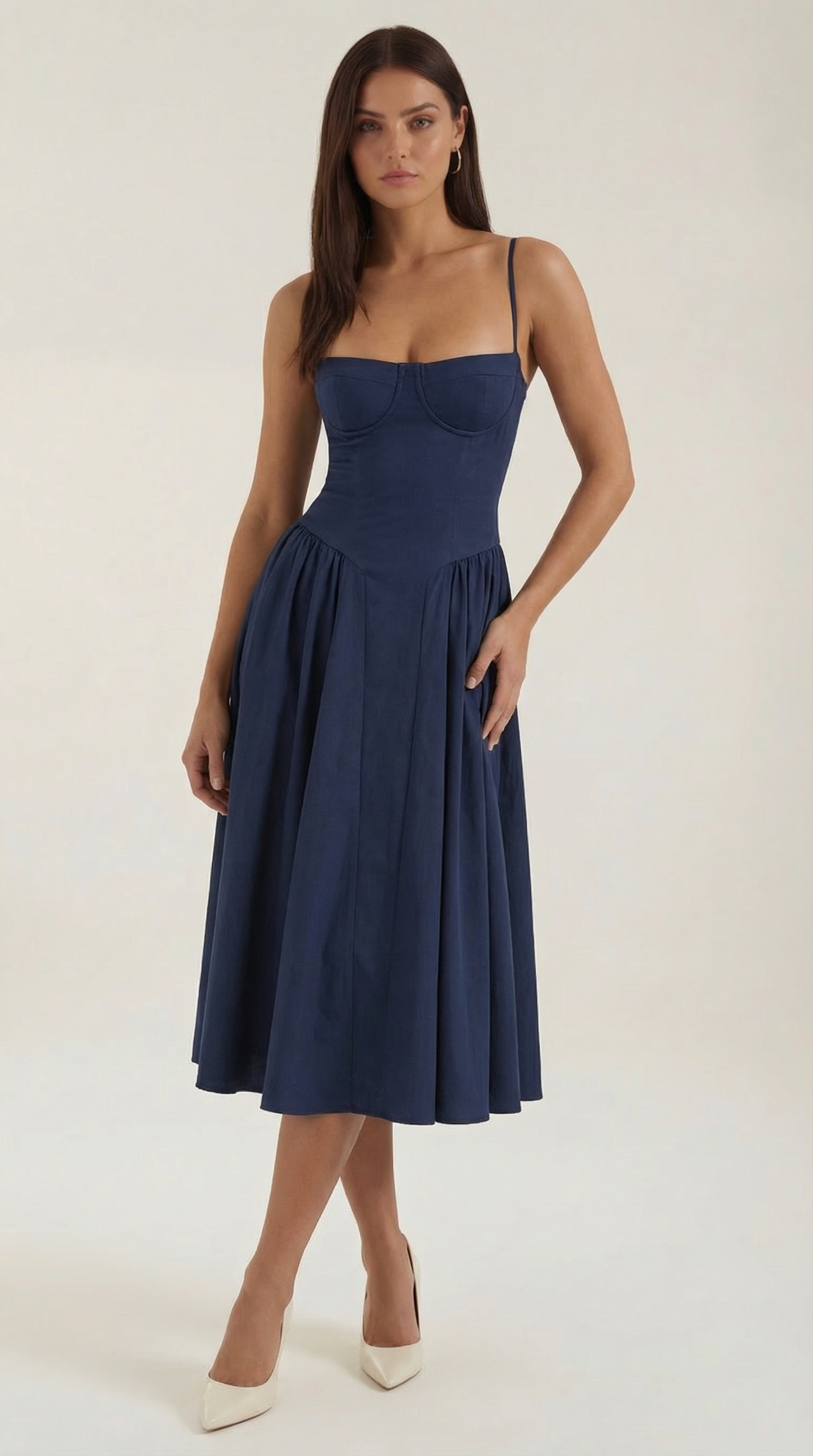 Corset Midi Dress in Elegant Fabric - Perfect for Formal Events and Special Occasions