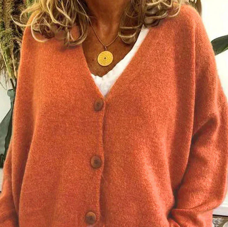 V-Neck Button Cardigan for Women | Soft Knit Fabric | Casual Layering | Versatile Everyday Wear