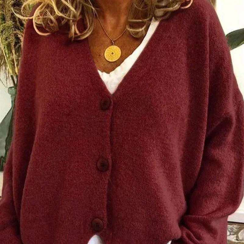 V-Neck Button Cardigan for Women | Soft Knit Fabric | Casual Layering | Versatile Everyday Wear