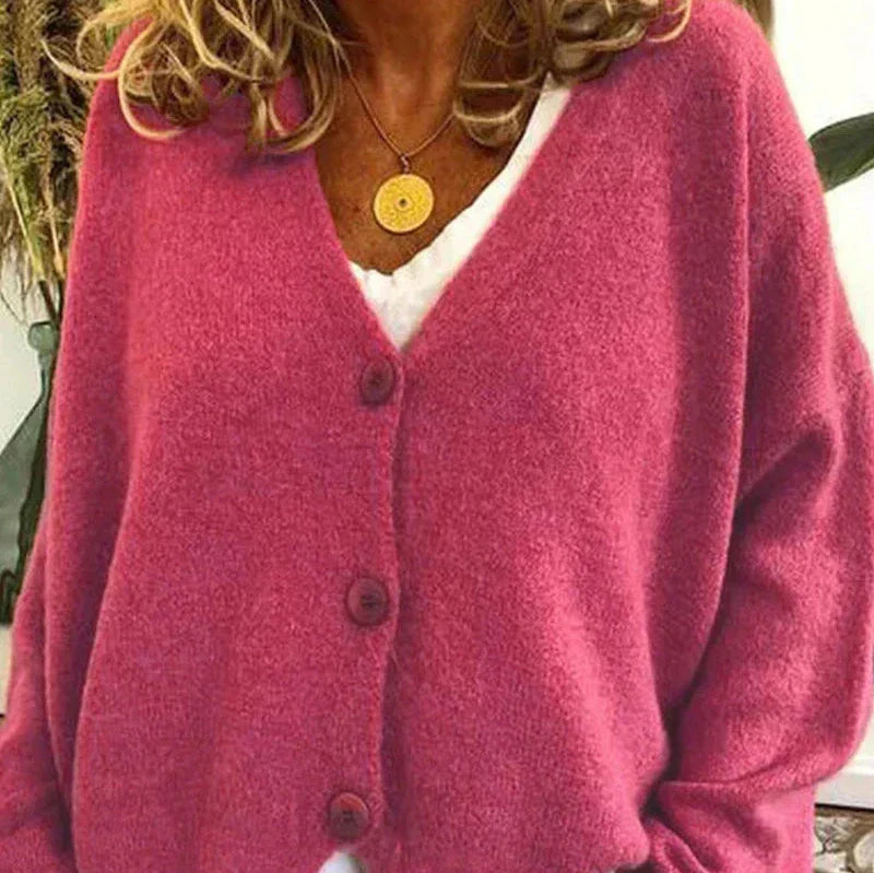 V-Neck Button Cardigan for Women | Soft Knit Fabric | Casual Layering | Versatile Everyday Wear