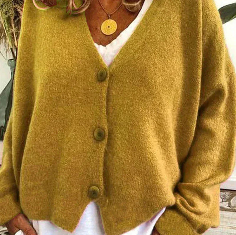 V-Neck Button Cardigan for Women | Soft Knit Fabric | Casual Layering | Versatile Everyday Wear
