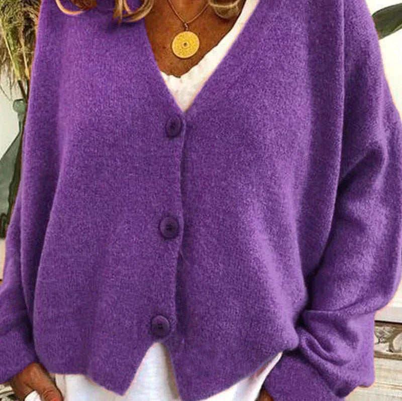 V-Neck Button Cardigan for Women | Soft Knit Fabric | Casual Layering | Versatile Everyday Wear