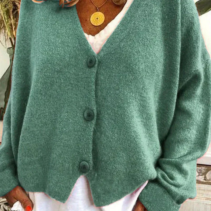 V-Neck Button Cardigan for Women | Soft Knit Fabric | Casual Layering | Versatile Everyday Wear