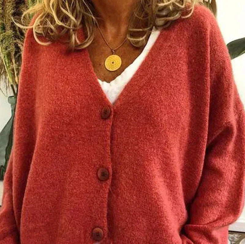 V-Neck Button Cardigan for Women | Soft Knit Fabric | Casual Layering | Versatile Everyday Wear