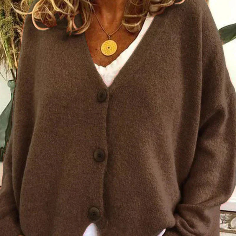 V-Neck Button Cardigan for Women | Soft Knit Fabric | Casual Layering | Versatile Everyday Wear