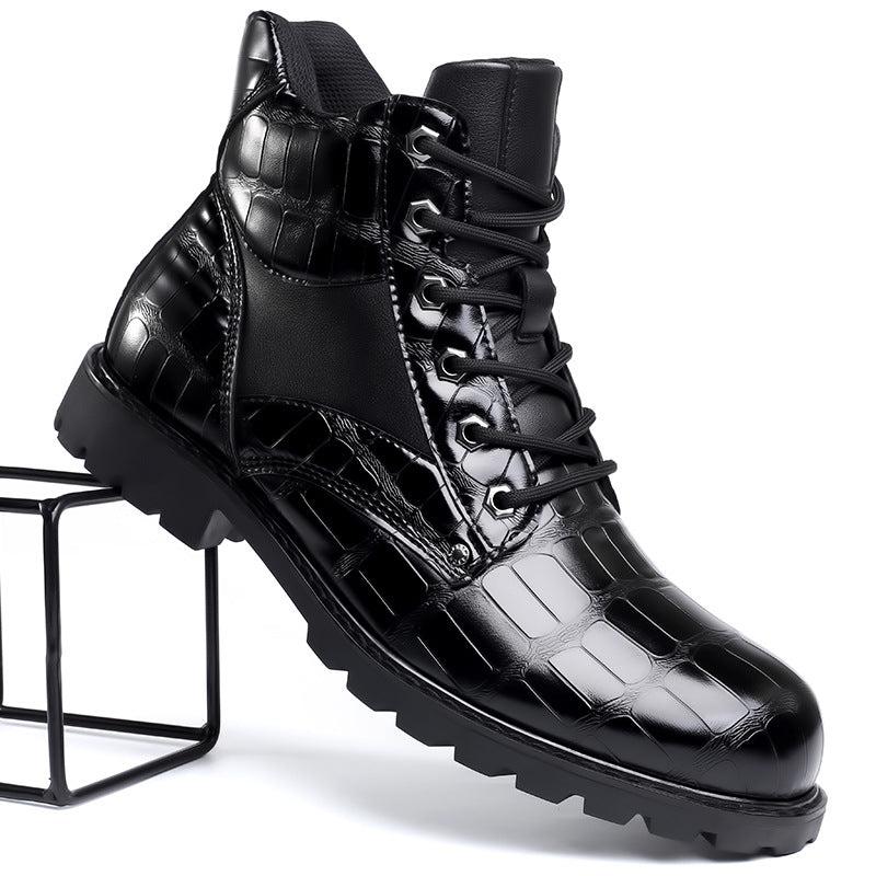 Croc-Embossed Leather Boots for Men | Stylish Casual Footwear