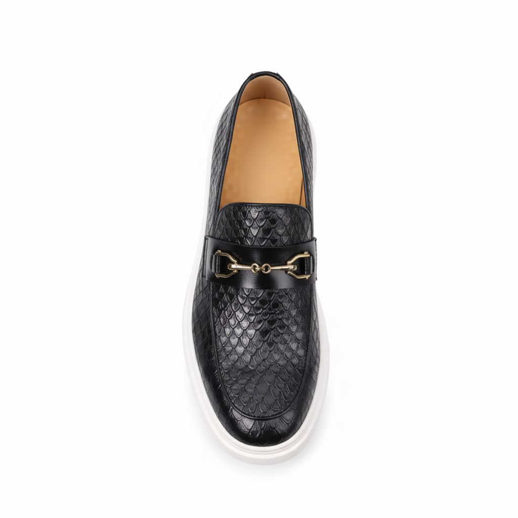 Croc Embossed Leather Loafers for Men | Comfortable Slip-On Casual Footwear | Stylish Everyday Shoes