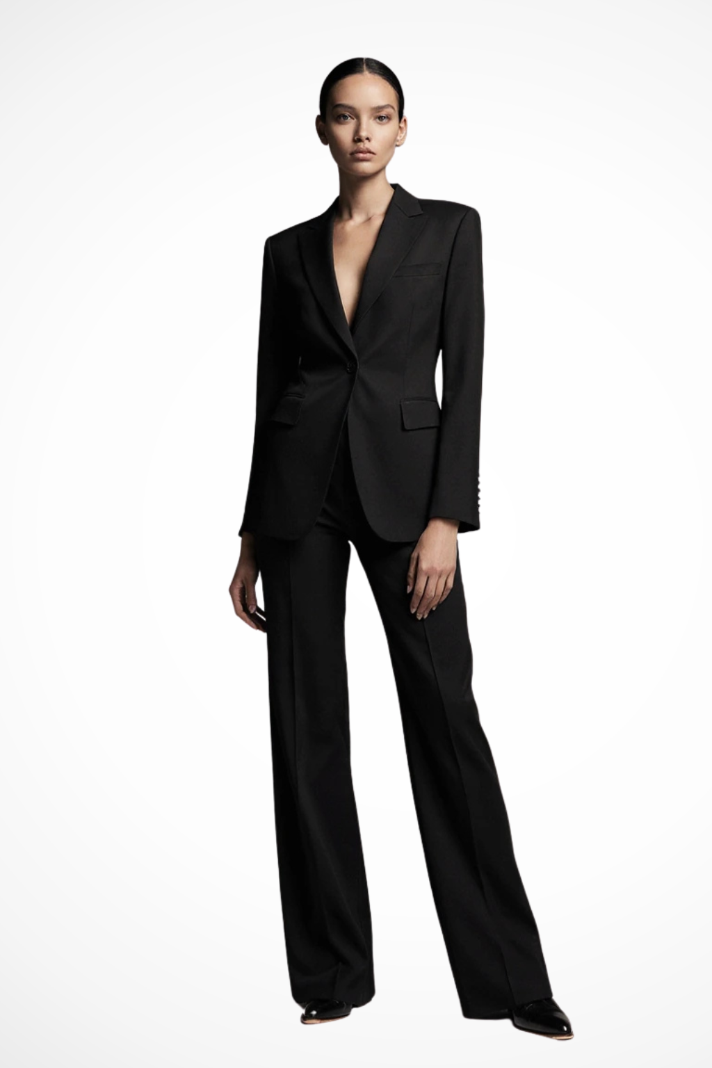 Elegant Women's Blazer and Wide Leg Trousers Set - Chic Office Attire